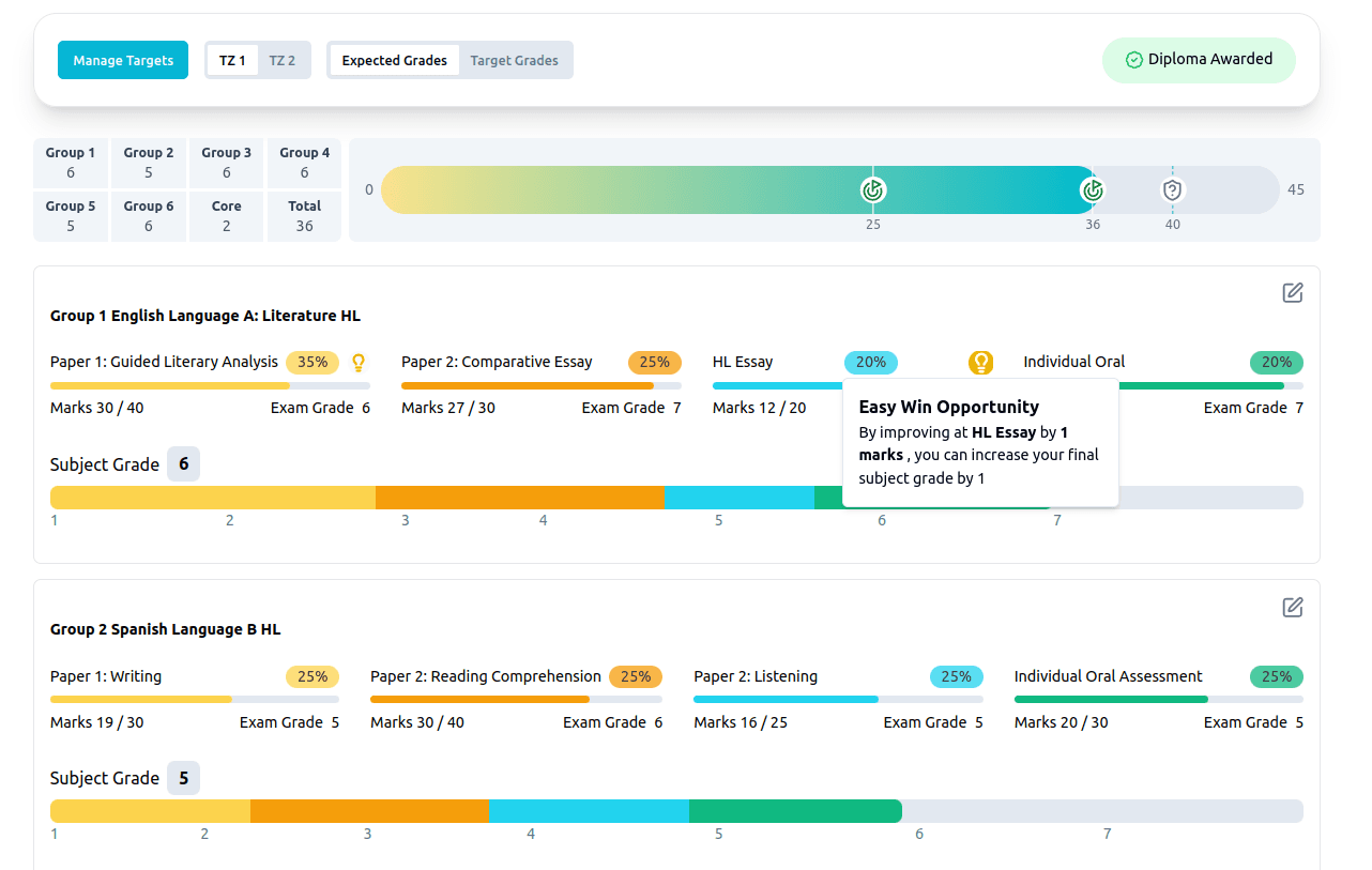 Grading Calculator Screenshot